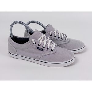 Vans Women’s Atwood Classic Low Sneaker Blue White Stripe 7.5 Seersucker